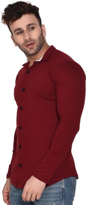 BEYOU FASHION Men Solid Casual Maroon Shirt