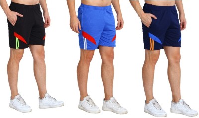 OORA Solid Men Dark Blue, Light Blue, Black Gym Shorts