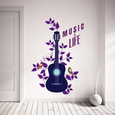 Impression Wall 56 cm Music Is Life Guitar Wall Sticker ( Cover Area :- 56 X 81 cm ) Self Adhesive Sticker(Pack of 1)