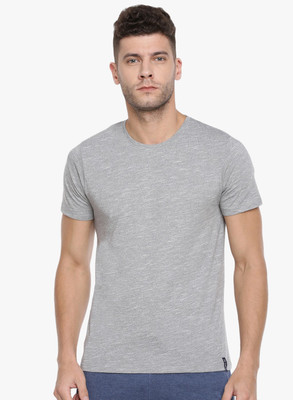 FORCE NXT Solid Men Round Neck Grey T-Shirt
