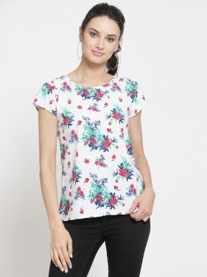 ZARVEY Casual Short Sleeve Printed Women Multicolor Top