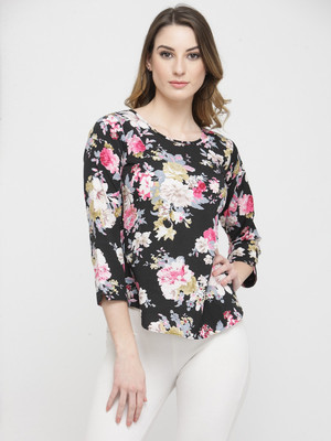 TANDUL Casual 3/4 Sleeve Printed Women Multicolor Top