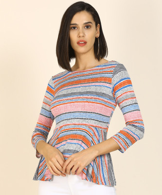 AND Casual 3/4 Sleeve Printed Women Multicolor Top