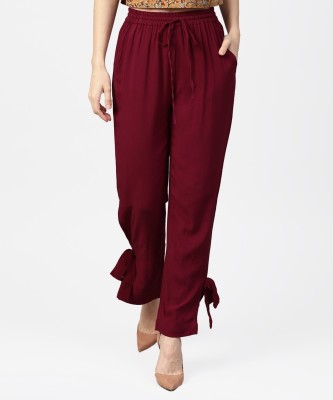 Jaipur Kurti Regular Fit Women Maroon Trousers