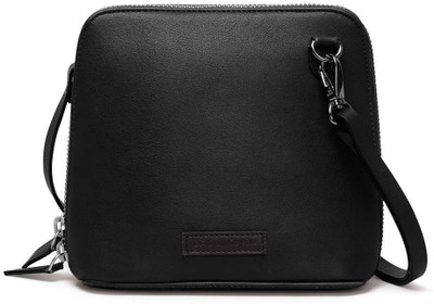 DailyObjects Black Sling Bag Handcrafted Crossbody Purse with Zip Closure Safety-Adjustable Detachable Straps