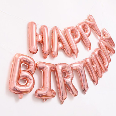 Pixelfox Happy Birthday Foil Letters-13 pcs (Rose Gold)(Set of 13)