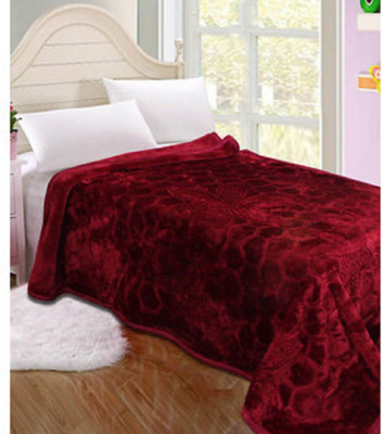 Oshano Self Design Single Mink Blanket for  Heavy Winter(Polyester, Maroon)