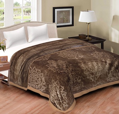 Swikon star Floral Double Mink Blanket for  Heavy Winter(Polyester, Grey)