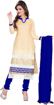 Blissta Poly Chanderi Embroidered Salwar Suit Material