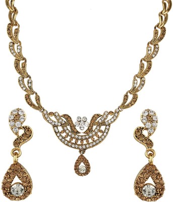 JEWELS GURU Alloy Gold-plated Gold, White Jewellery Set(Pack of 1)