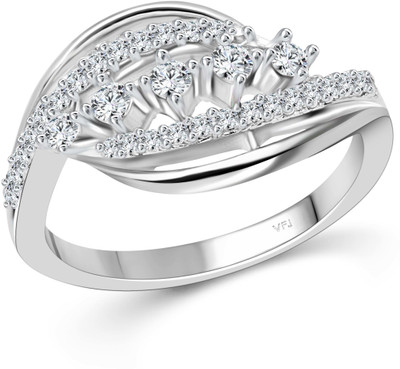 VIGHNAHARTA Adorned Alloy Cubic Zirconia Rhodium Plated Ring