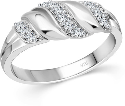 VIGHNAHARTA Twisted Shine Alloy Cubic Zirconia Rhodium Plated Ring