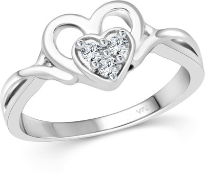 VIGHNAHARTA Joyful Heart Alloy Cubic Zirconia Rhodium Plated Ring