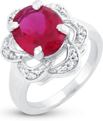 Sukkhi Appealing Floral Rhodium Plated Ring Alloy Crystal Rhodium Plated Ring