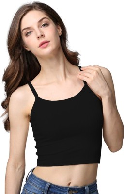 THE BLAZZE Casual Sleeveless Solid Women Black Top