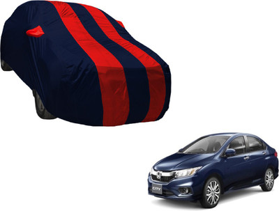 Amanzo Car Cover For Honda City (With Mirror Pockets)(Black, Red)