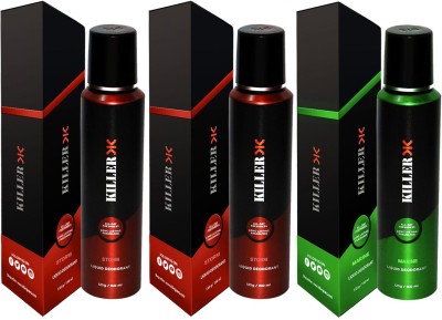 KILLER Storm, storm, marine Liquid Deodorant 150ML Each (Pack of 3) Body Spray  -  For Men & Women(450 ml, Pack of 3)