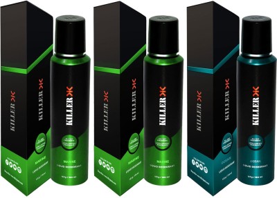KILLER Marine, marine, ocean Liquid Deodorant 150ML Each (Pack of 3) Body Spray  -  For Men & Women(450 ml, Pack of 3)