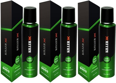 KILLER Marine Liquid Deodorant 150ML Each (Pack of 3) Deodorant Spray - For Men & Women (150 ml, Pack of 3) Body Spray  -  For Men & Women(450 ml, Pack of 3)