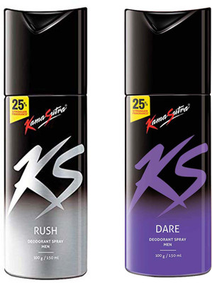 Kamasutra RUSH DARE 150 ML 2PC SET Deodorant Spray  -  For Men(300 ml, Pack of 2)