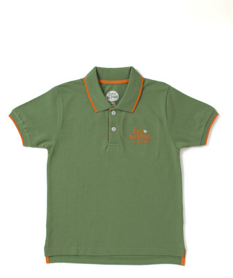 Cub McPaws Boys Solid Cotton Blend Regular T Shirt(Green, Pack of 1)
