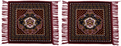 KUBER INDUSTRIES Velvet Prayer Mat(Maroon, Free, Pack of 2)