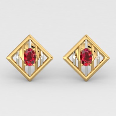 ShipJewel Yellow Gold 18kt Ruby Stud Earring