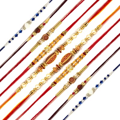 SB Designer Rakhi Combo of 10 Mauli Thread Rakhi  Set(10 rakhi)