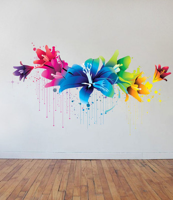 BALKRISHNA WALL STICKER 60 cm FLOWER DISINGN Self Adhesive Sticker(Pack of 1)