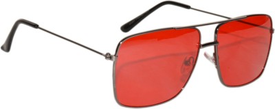 PETER JONES Retro Square Sunglasses(For Men & Women, Red)