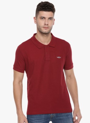 Force NXT Solid Men Polo Neck Maroon T-Shirt