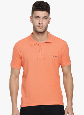 Force NXT Solid Men Polo Neck Orange T-Shirt