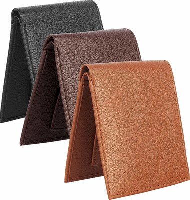 sskk Men Black, Brown, Tan Artificial Leather Wallet(3 Card Slots, Pack of 3)