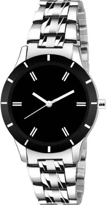 SHOP IN STYLE BLACK DIAL UNIQUE WATCH WITH METAL BELT WATCH FOR MAN SILVER METAL BELT UNIQUE DESIGNER WATCH FOR MAN Analog Watch - For Men