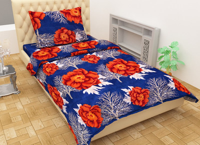 shiv textites 144 TC Polycotton Single Printed Flat Bedsheet(Pack of 2, Multiclor)