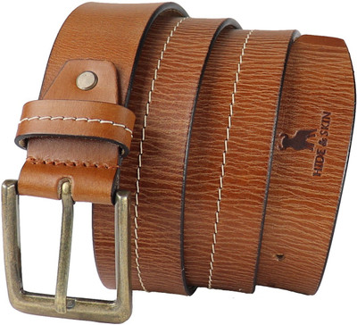 HIDE & SKIN Men Casual Tan, Tan Genuine Leather Belt