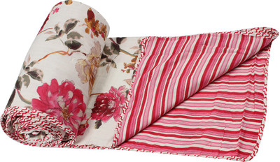 Sanvee Floral Single Dohar(Cotton, Red)