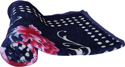 Deeksha Floral Double Mink Blanket for  Heavy Winter(Microfiber, Blue)