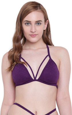 La inTimo Women Plunge Lightly Padded Bra(Purple)