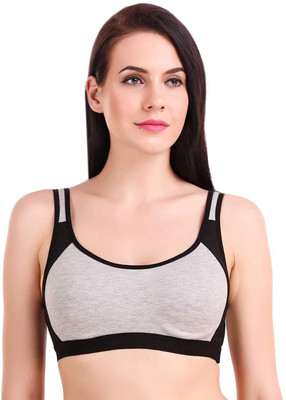 Yana Women Sports Non Padded Bra(Black, Grey)