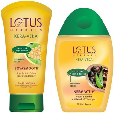 LOTUS Herbals Shampoo Combo Pack (Neemactiv Anti Dandruff Shampoo_150ml & SoyaProtein Deep Conditioner_150 gm )(2 Items in the set)