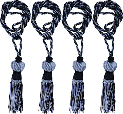 KUBER INDUSTRIES Black Tieback Hook(Pack of 4)