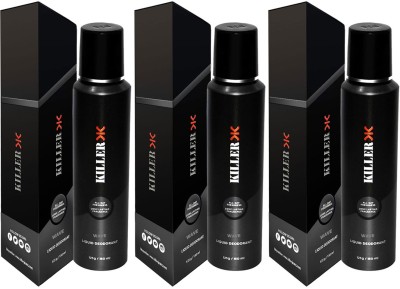 KILLER Wave Liquid Deodorant 150ML Each (Pack of 3) Deodorant Spray Body Spray  -  For Men & Women(450 ml, Pack of 3)