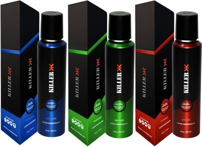 KILLER STORM, MARINE ,CYCLONE Deodorant Spray - For Men (450 ml, Pack of 3) Deodorant Spray  -  For Men & Women(450 ml, Pack of 3)