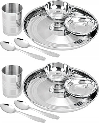 LIMETRO STEEL Pack of 12 Stainless Steel Stainless Steel Premium Pack Regular Use 12 pcs Dinner Set Dinner Set(Steel, Microwave Safe)