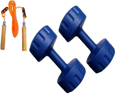 StepInnStore 10*KG (5*KG EACH) PVC Fixed Weight Dumbbell with Skipping Rope Gym & Fitness Kit