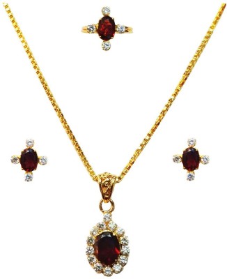 Vinayak Stone Gold-plated Maroon Jewellery Set(Pack of 1)