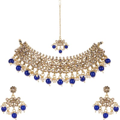 Anika's Creation Alloy Gold-plated Blue, Gold Jewellery Set(Pack of 1)