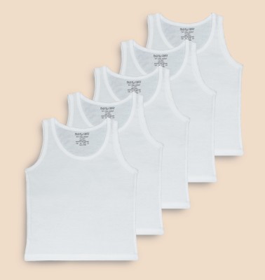 Miss & Chief Vest For Boys Cotton Blend(White, Pack of 5)