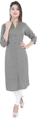 Fabriko Women Solid A-line Kurta(Grey)